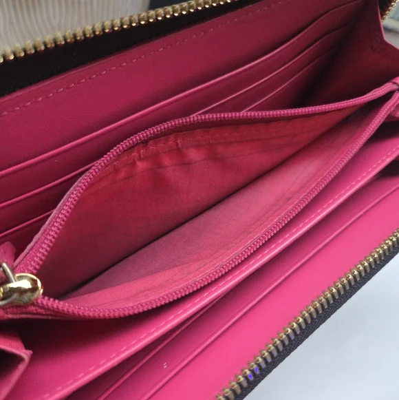 MCM Brown and Pink Visetos Diamond Ziparound Long Continental Wallet VGUC - Picture 12 of 13